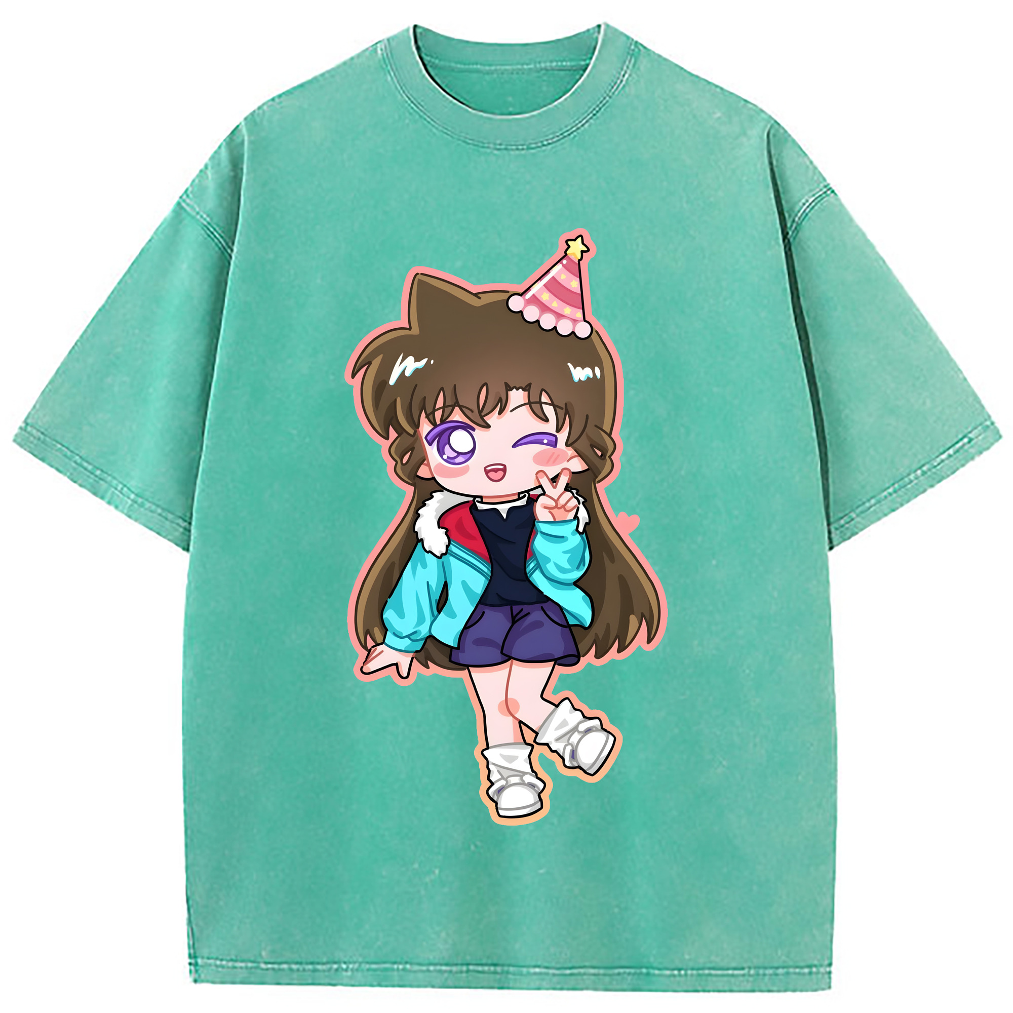（画像用） 名探偵コナン 毛利 蘭 もうり らん、モーリ ラン Detective Conan Rachel Moore 綿100% ヴィンテージ風 半袖Tシャツ（フロントプリント）